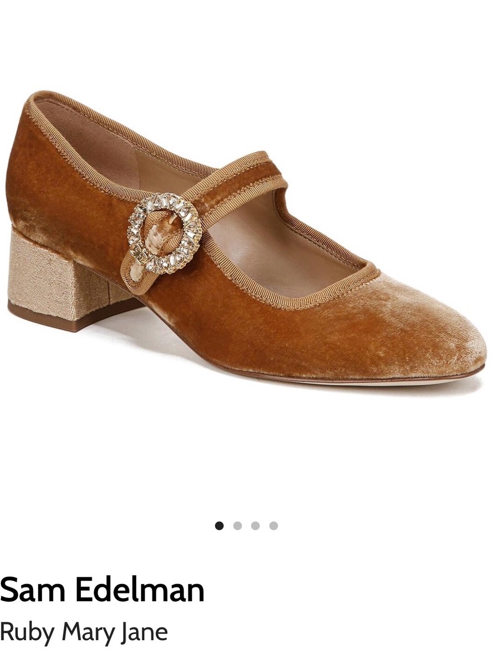 NWOT Sam Edelman Ruby Mary Jane in Caramel Velvet with Crystal Buckle